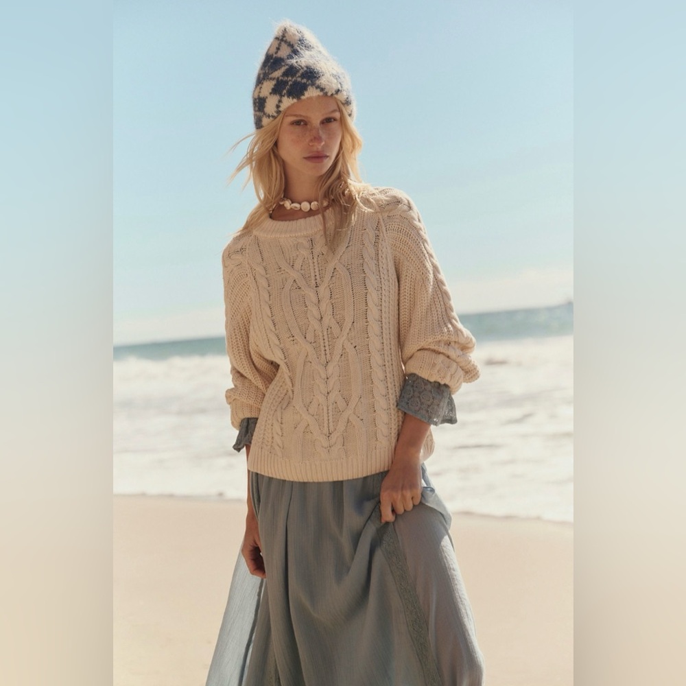 Free People Frankie slouchy fit Cable Knit sweater